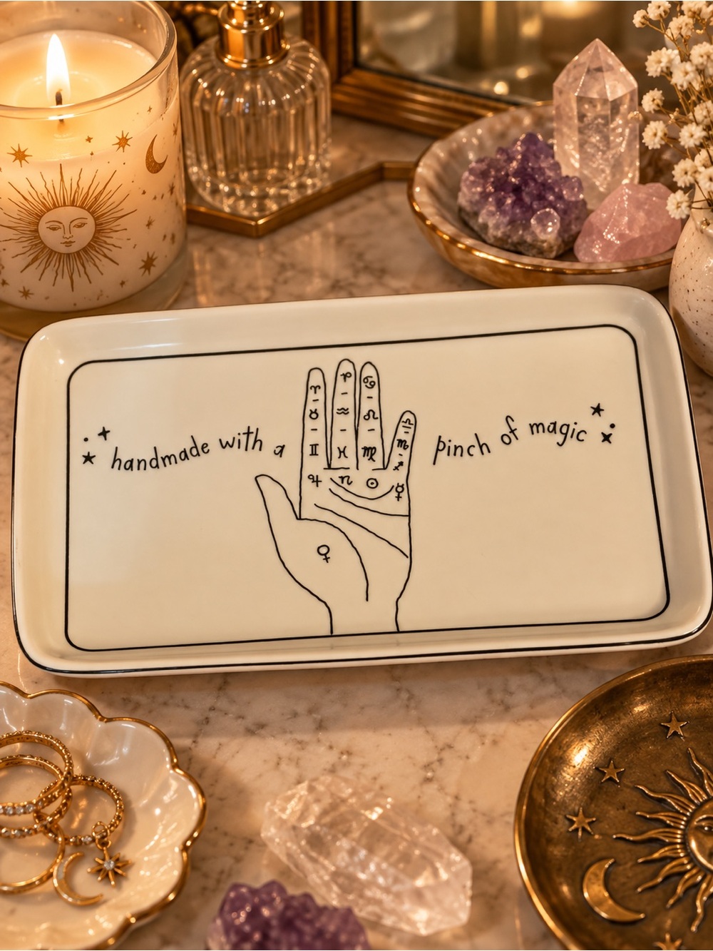 Rae Dunn White Ceramic Trinket Tray - 'Handmade with a Pinch of Magic'